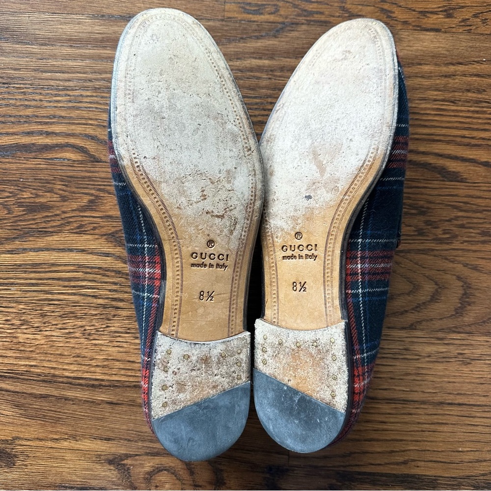 Authentic Men’s Gucci Jordaan Tartan Red & Blue Loafers - Picture 9 of 12